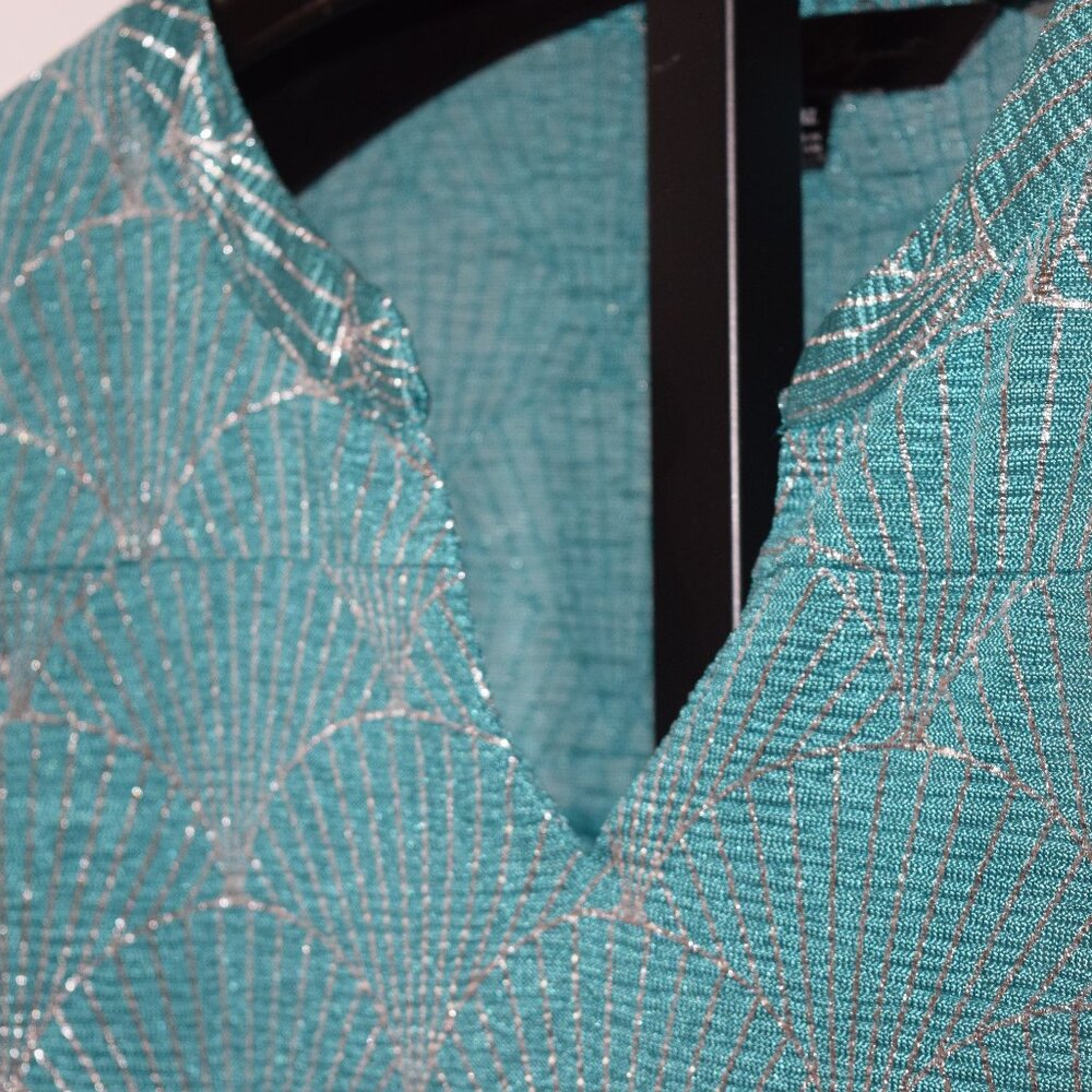 LulaRoe Sleeveless Blouse, Turquoise and Metallic, Size 2XL